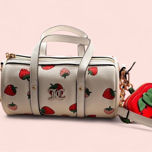 Juicy Couture White Mini Bag w/Strawberry Motif & removable coin purse - Picture 5 of 9